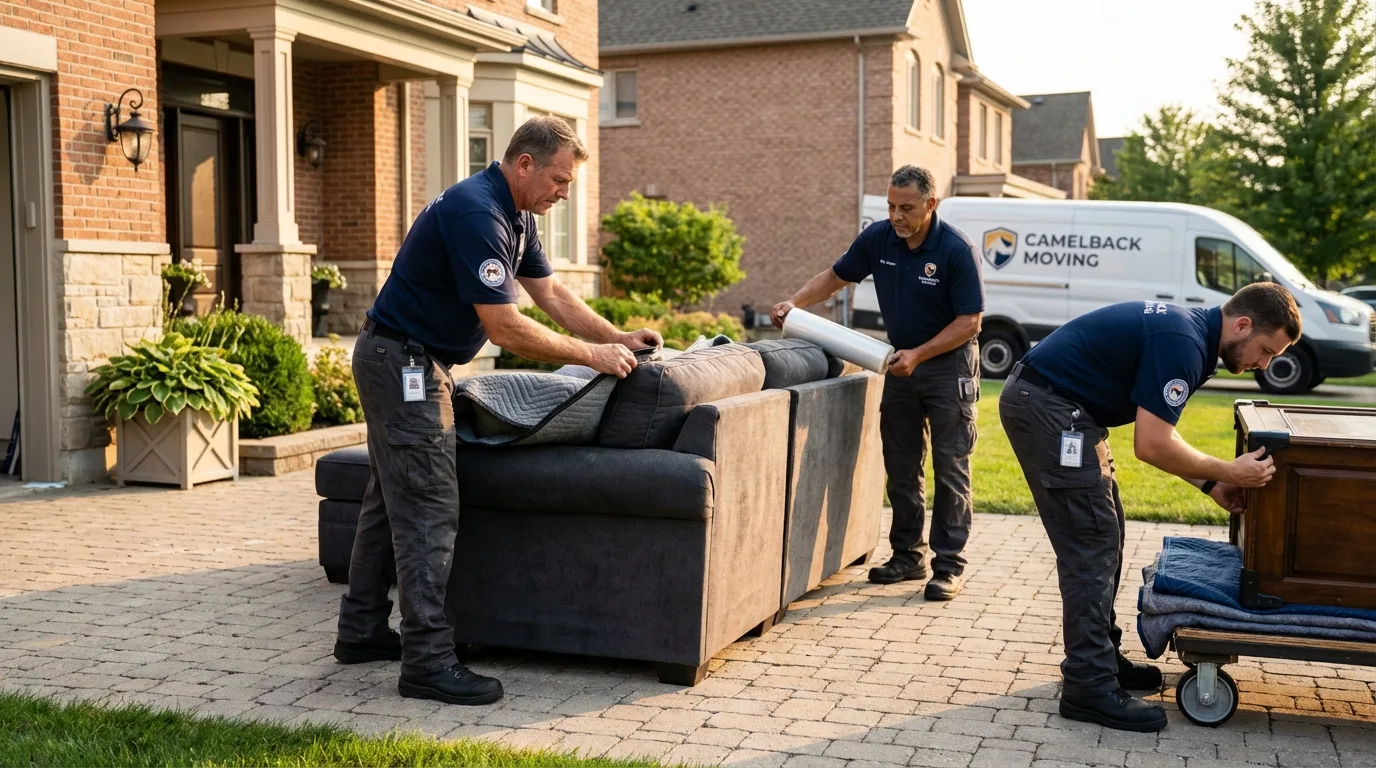 Large estate moving crew wrapping furniture in West Alexandria, OH